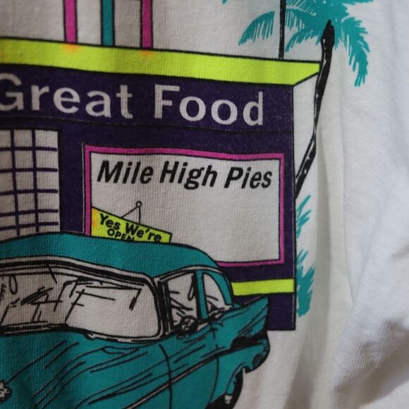 Gildan Vintage Mel's Diner White T-shirt Back Graphic Old Classic Cars LG - Picture 11 of 16